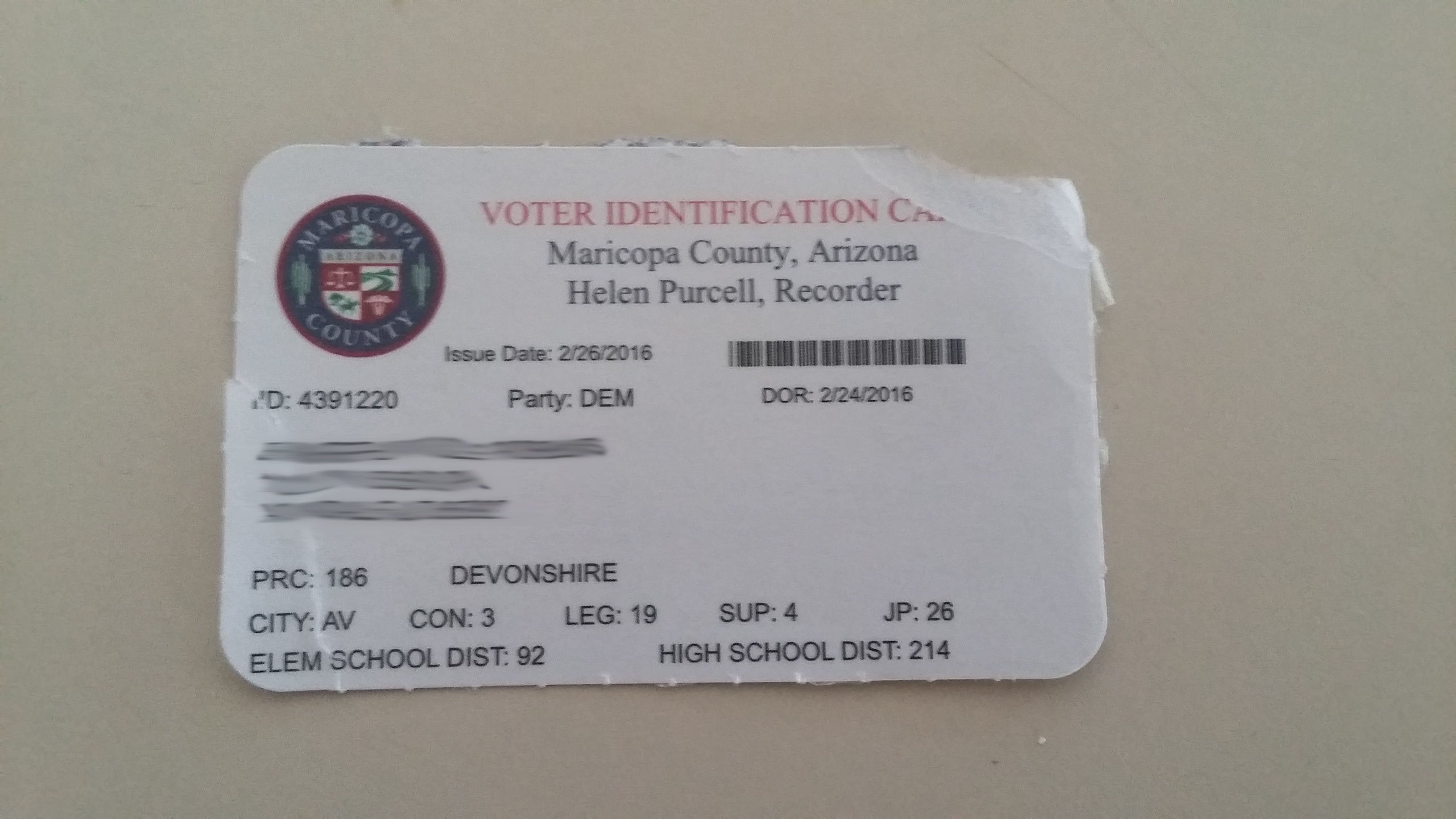 Maricopa County Voter Id Card